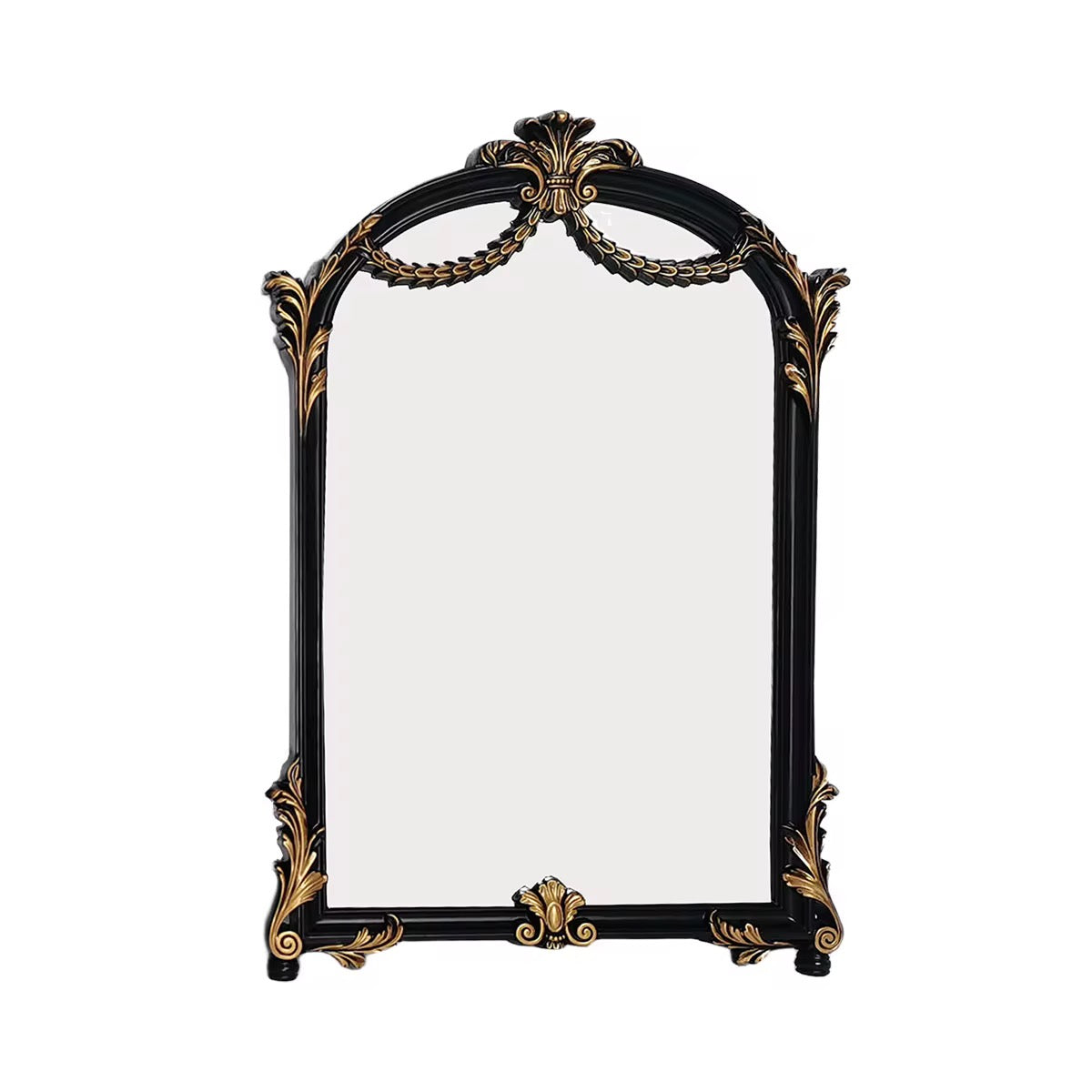 Vintage Black and Gold Ornate Arch Wall Mirror