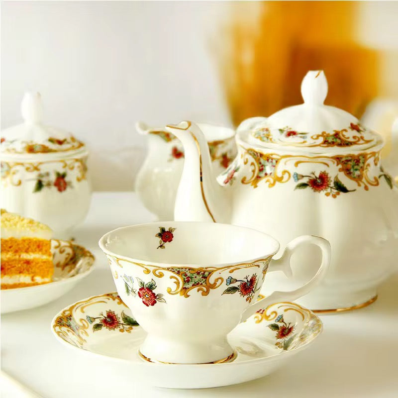 ✨ Vintage Floral Luxury Porcelain Tea Set -15 Piece Exquisite Afternoon Tea Collection