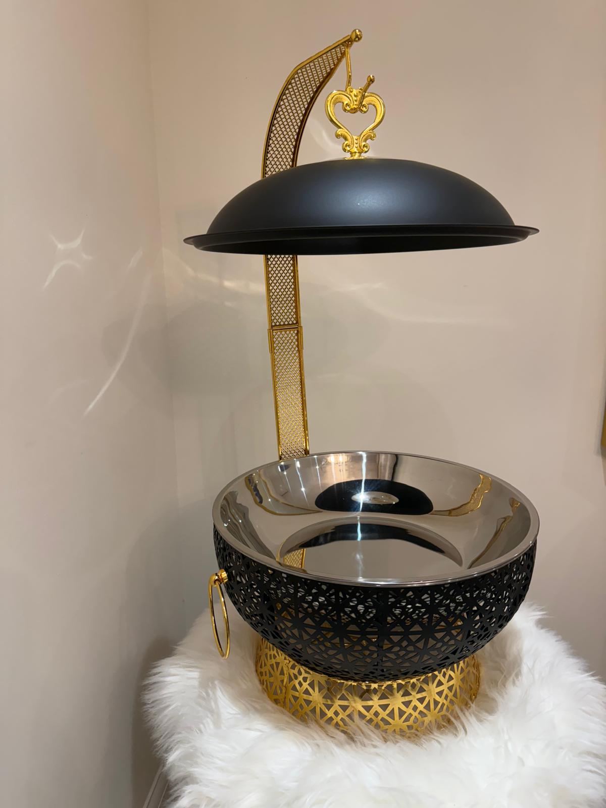 Luxury 8L Black & Gold Stainless Steel Chafing Dishes with free Spoon and holder (Next stock available in about 4 weeks-please contact us for pre-order)