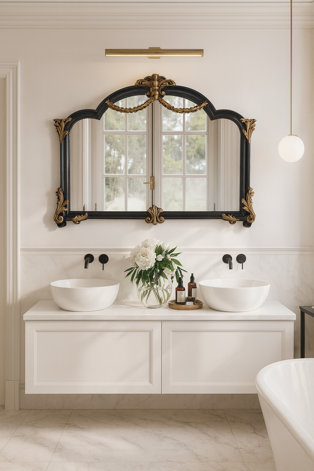 Splendor-Regal Arch Black & Gold Wall Mirror