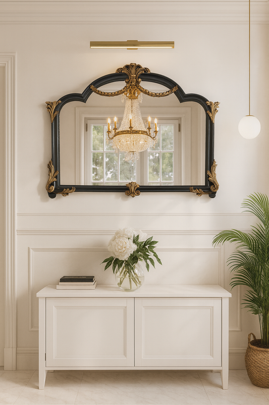 Splendor-Regal Arch Black & Gold Wall Mirror