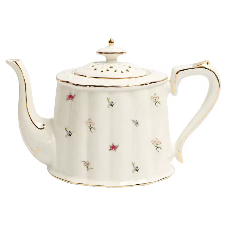 Elegant Floral Porcelain Tea Set – Teapot with 2 Cups & Saucers