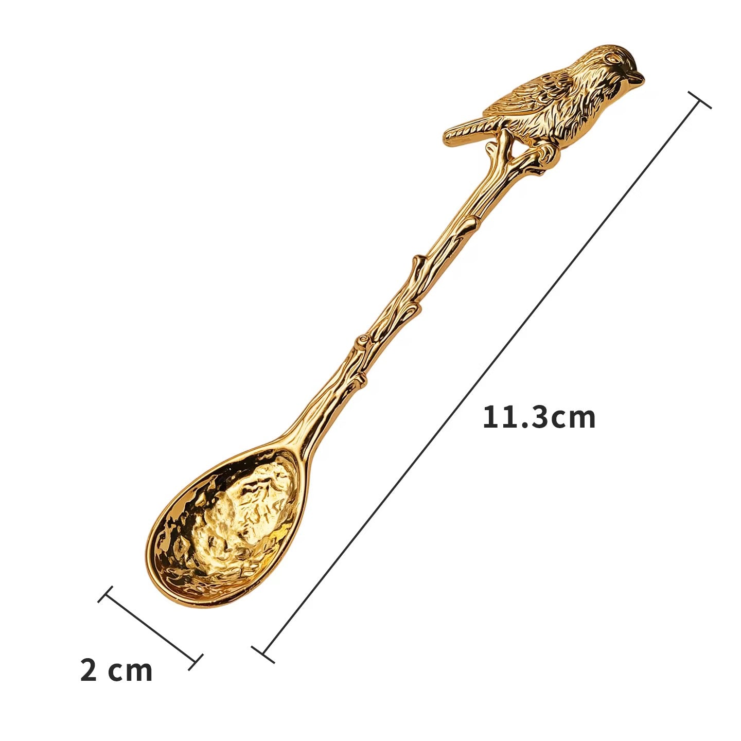 Vintage-Inspired Gold Teaspoon Set –Bird, Flower & Nature Motif Cutlery (12 pcs)