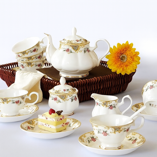 ✨ Vintage Floral Luxury Porcelain Tea Set -15 Piece Exquisite Afternoon Tea Collection