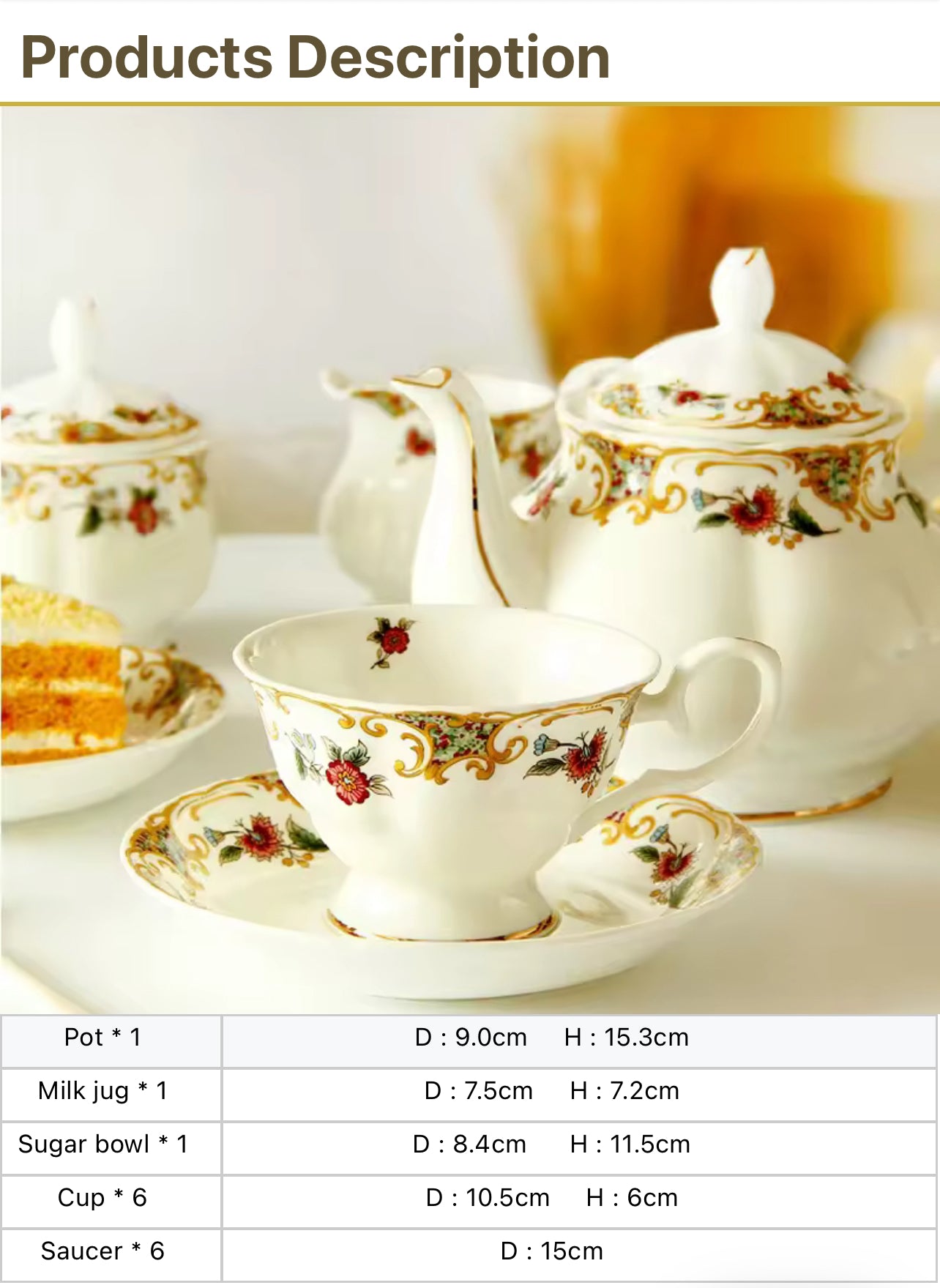 ✨ Vintage Floral Luxury Porcelain Tea Set -15 Piece Exquisite Afternoon Tea Collection