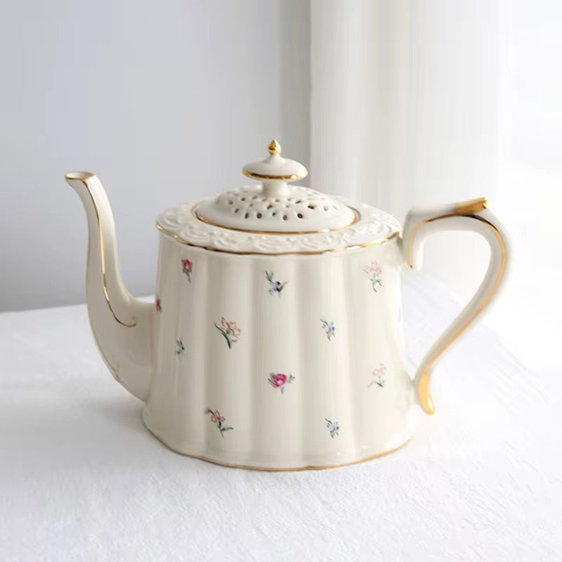 Elegant Floral Porcelain Tea Set – Teapot with 2 Cups & Saucers