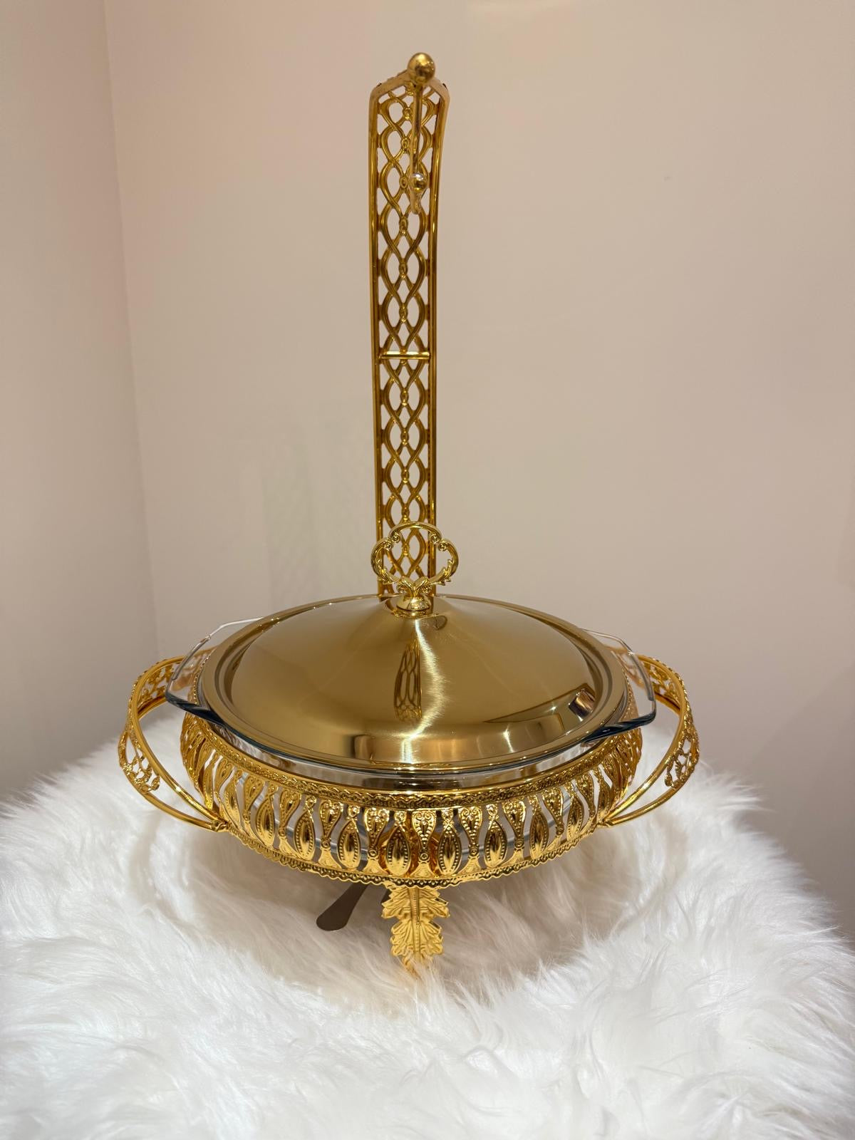 Golden Elegance 2L Chafing Dish With Free Spoon & Holder– Premium Buffet Server