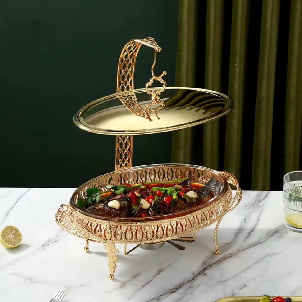 ✨ Luxurious Golden Oval 3L Chafing Dish -Buffet & Banquet Server With Free Spoon & Holder (Only 4 available)