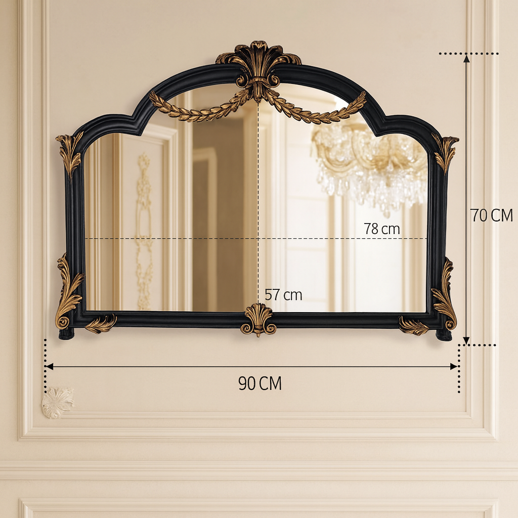 Splendor-Regal Arch Black & Gold Wall Mirror
