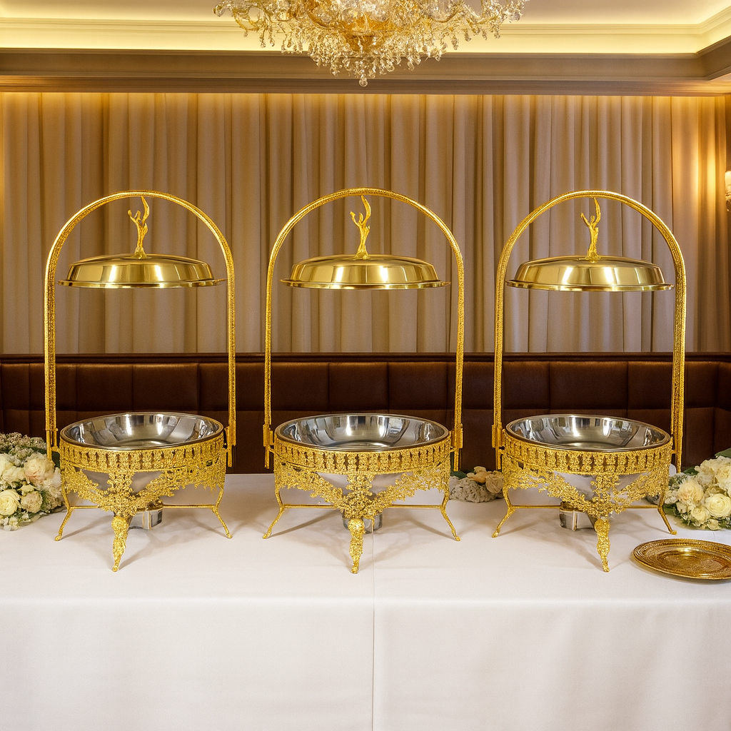 Elite Golden Buffet Chafing Dish With Free Spoon and Holder                 (Next stock will be available in about 4 weeks-please contact us for pre-order)