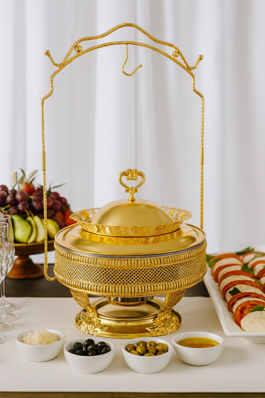 Luxury Crown Design 8L Golden Chafing Dish With Free Spoon and Holder