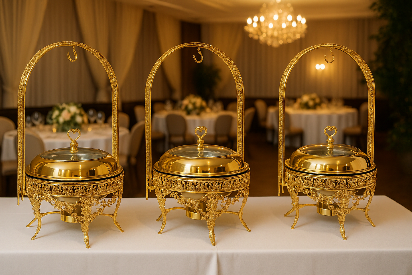 Elite Golden Buffet Chafing Dish With Free Spoon and Holder                 (Next stock will be available in about 4 weeks-please contact us for pre-order)