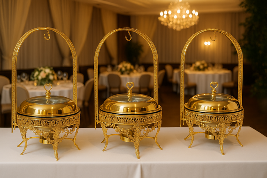Elite Golden Buffet Chafing Dish With Free Spoon and Holder                 (Next stock will be available in about 4 weeks-please contact us for pre-order)