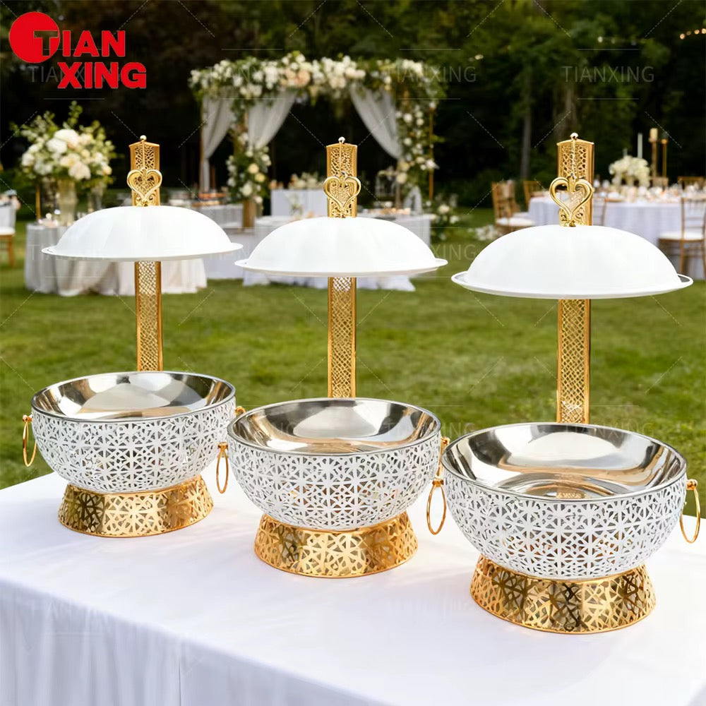 White & Gold Ornate 8L Chafing Dish with Free Spoon and Holder-Elegant Food Warmer                                 (Next stock available in about 4 weeks-please contact us for pre-order)
