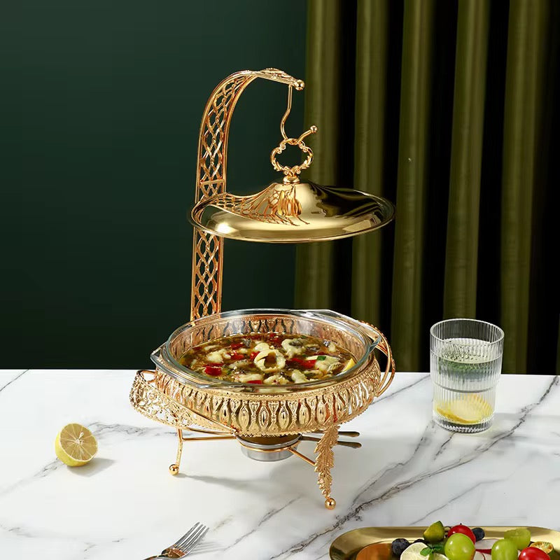 Golden Elegance 2L Chafing Dish With Free Spoon & Holder– Premium Buffet Server