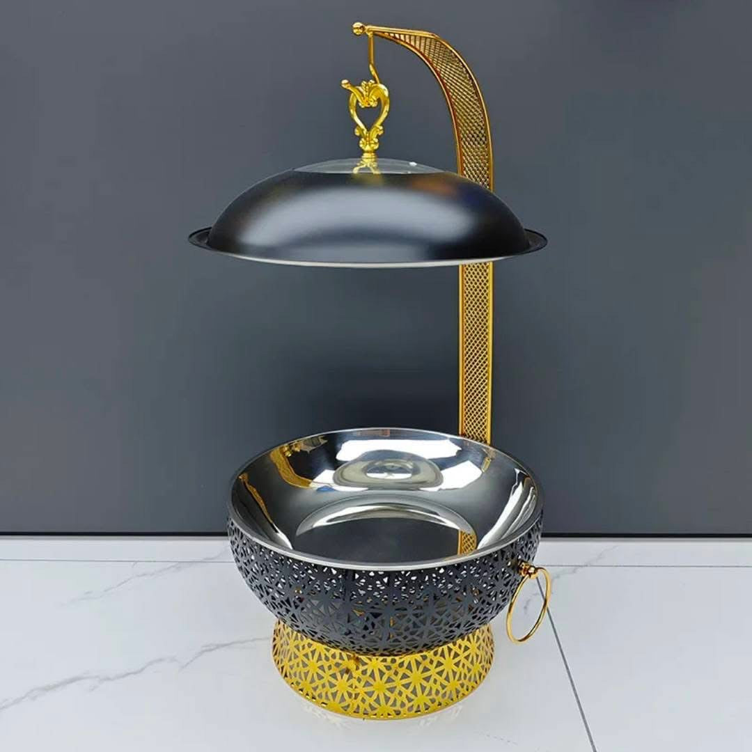 Luxury 8L Black & Gold Stainless Steel Chafing Dishes with free Spoon and holder
