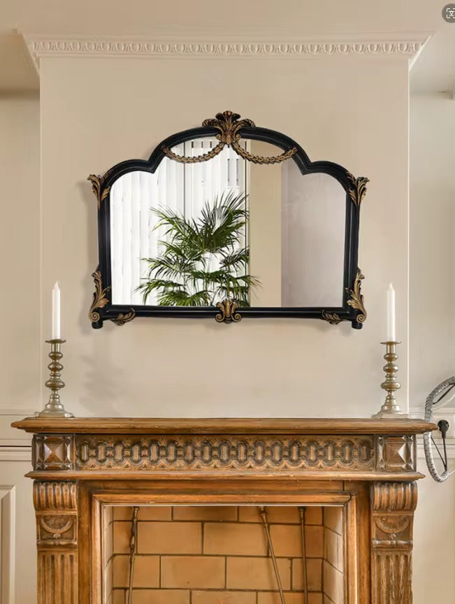 Splendor-Regal Arch Black & Gold Wall Mirror