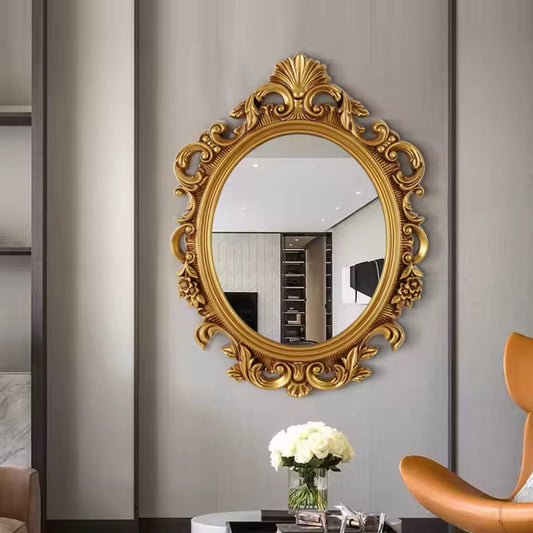 Antique Gold Oval Wall Mirror – Victorian Ornate Frame