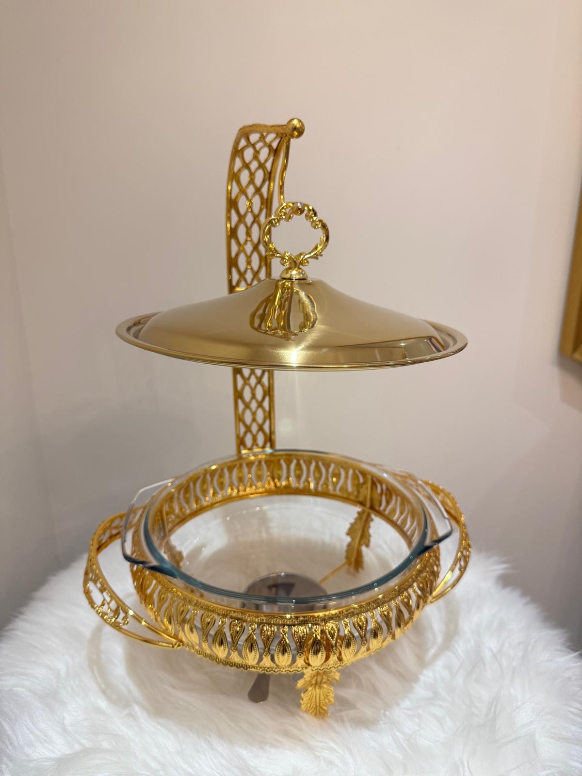 Golden Elegance 2L Chafing Dish With Free Spoon & Holder– Premium Buffet Server
