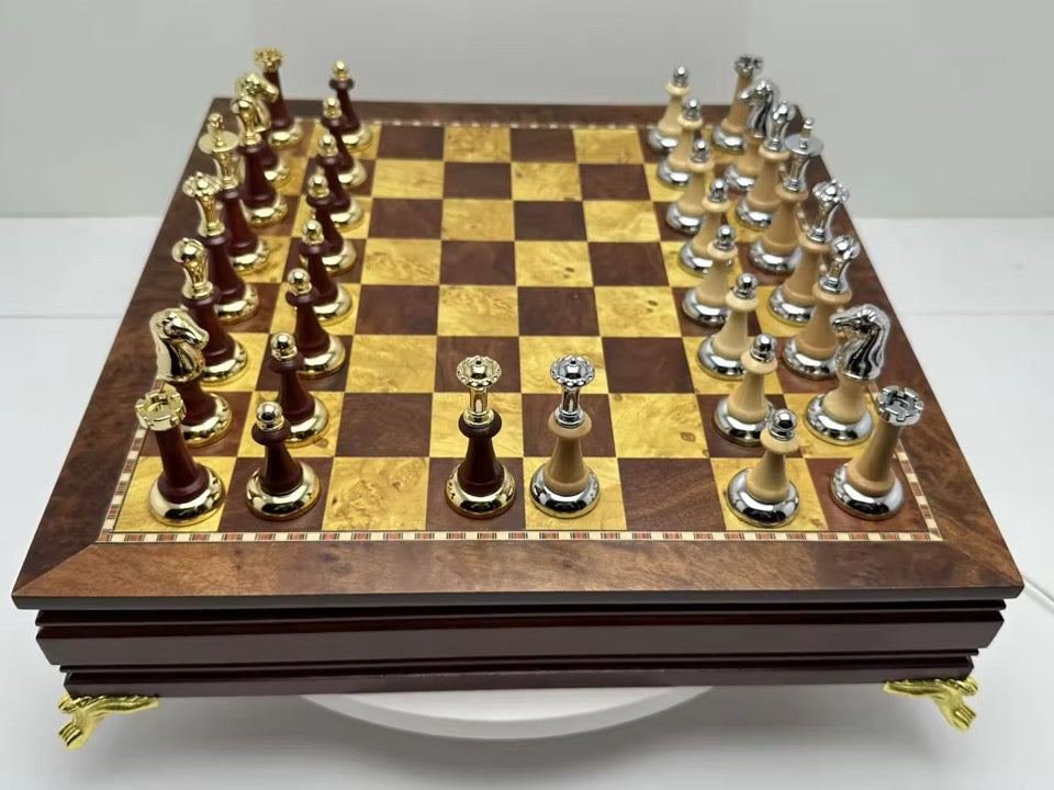 The Imperial Luxe Chess Set — Handcrafted Wood & Metallic Detailing