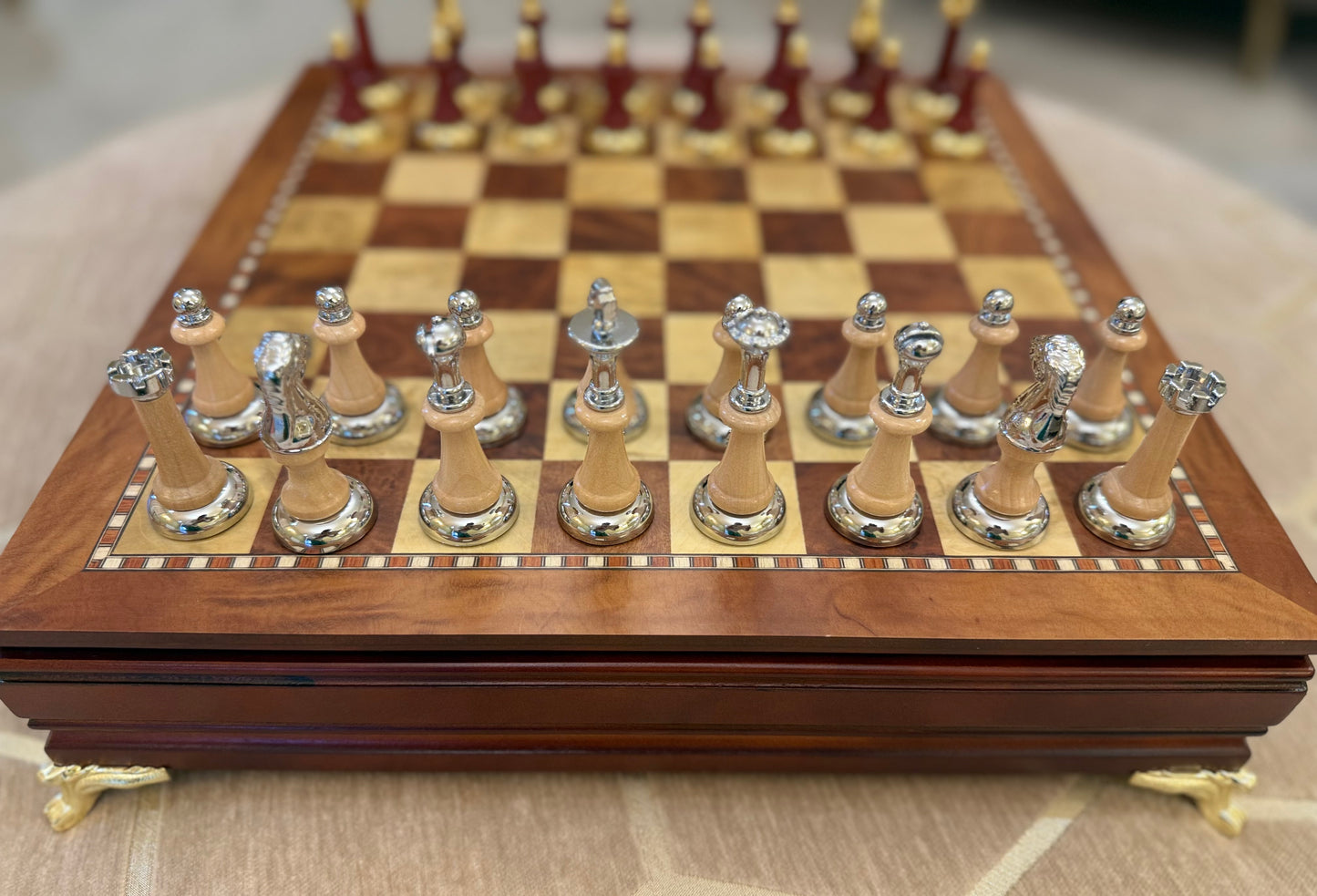 The Imperial Luxe Chess Set — Handcrafted Wood & Metallic Detailing