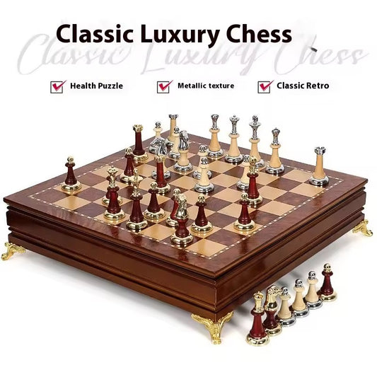 The Imperial Luxe Chess Set — Handcrafted Wood & Metallic Detailing