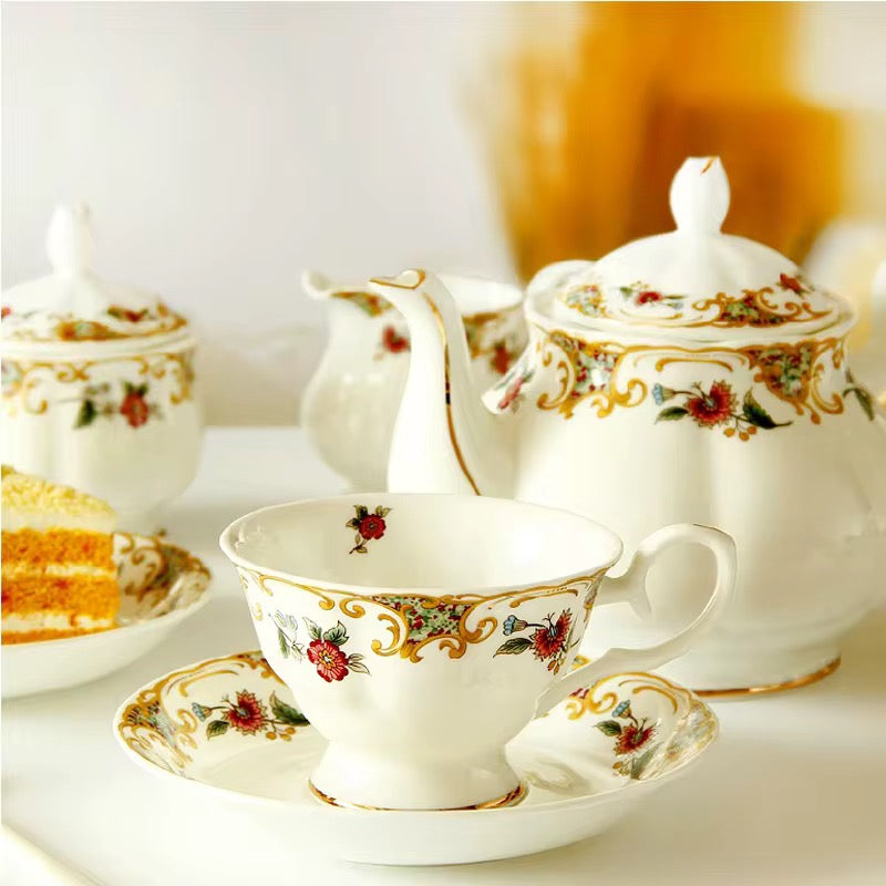 ✨ Vintage Floral Luxury Porcelain Tea Set -15 Piece Exquisite Afternoon Tea Collection
