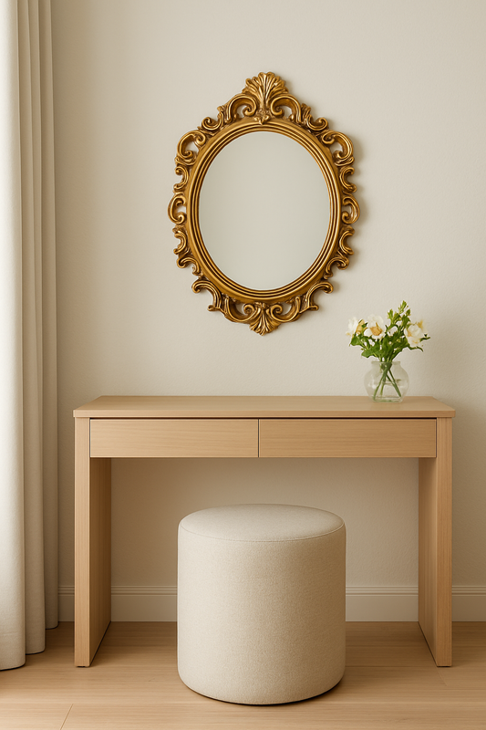 Antique Gold Oval Wall Mirror – Victorian Ornate Frame