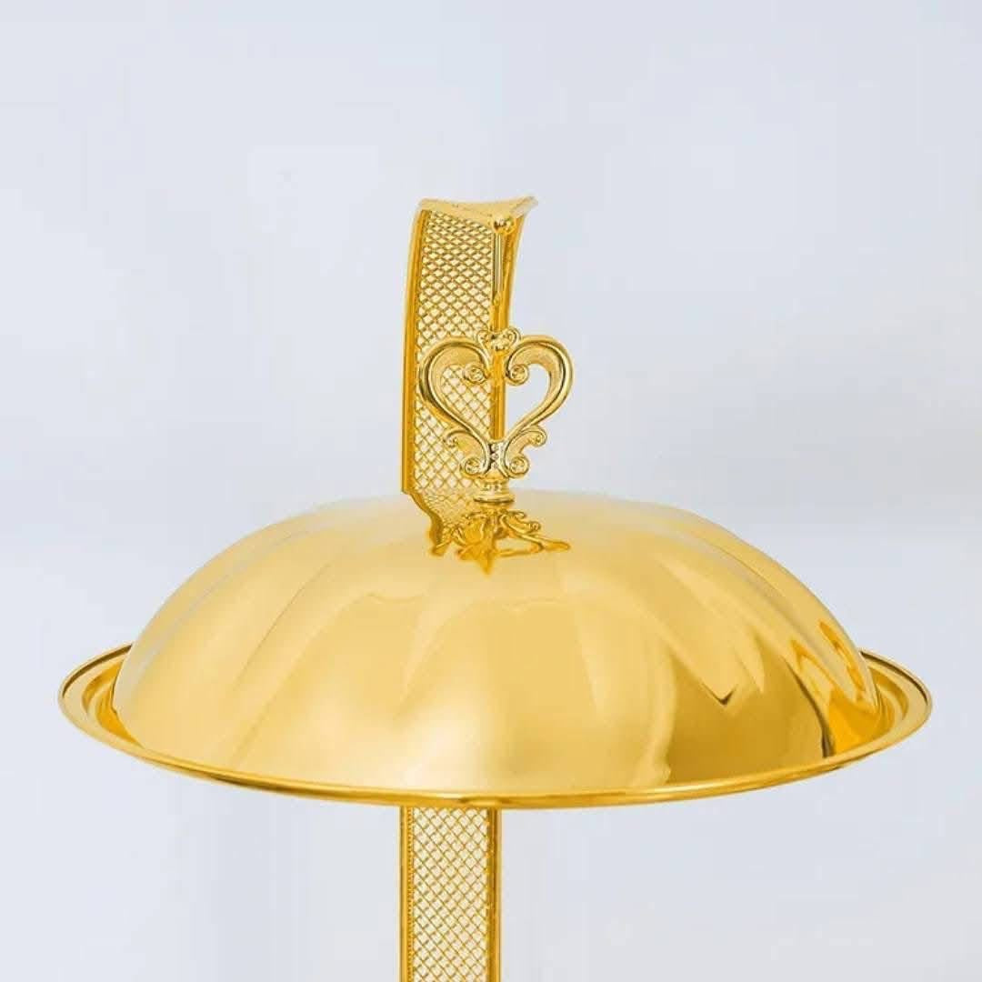 Golden Ornate 8L Chafing Dish with free Spoon & Holder – Elegant Buffet & Catering Food Warmer               (Next stock available in 4 weeks-please contact us for pre-order)