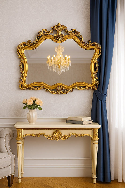 Ornate Opulence Golden Frame Mirror for Timeless Interiors