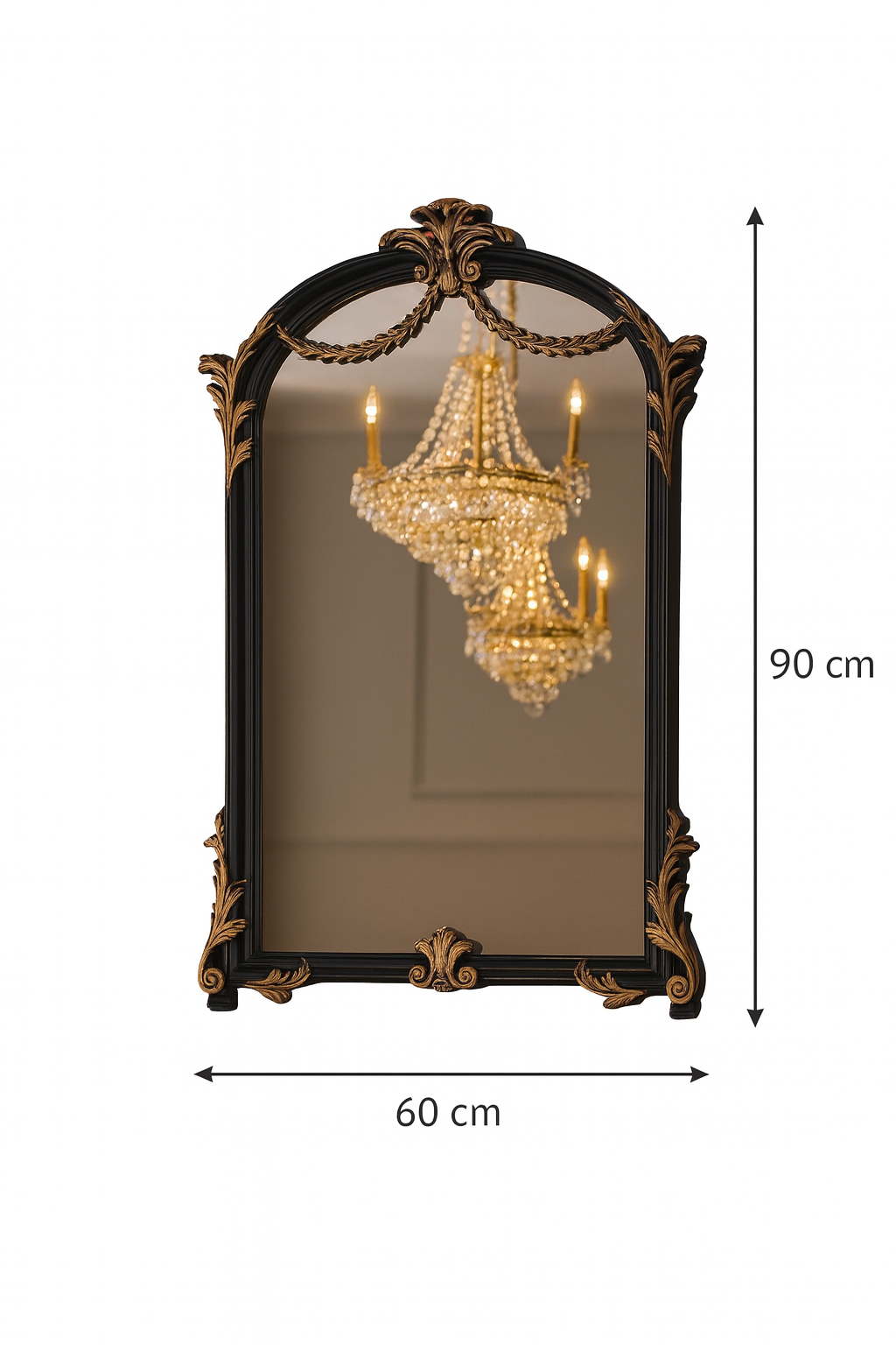 Vintage Black and Gold Ornate Arch Wall Mirror