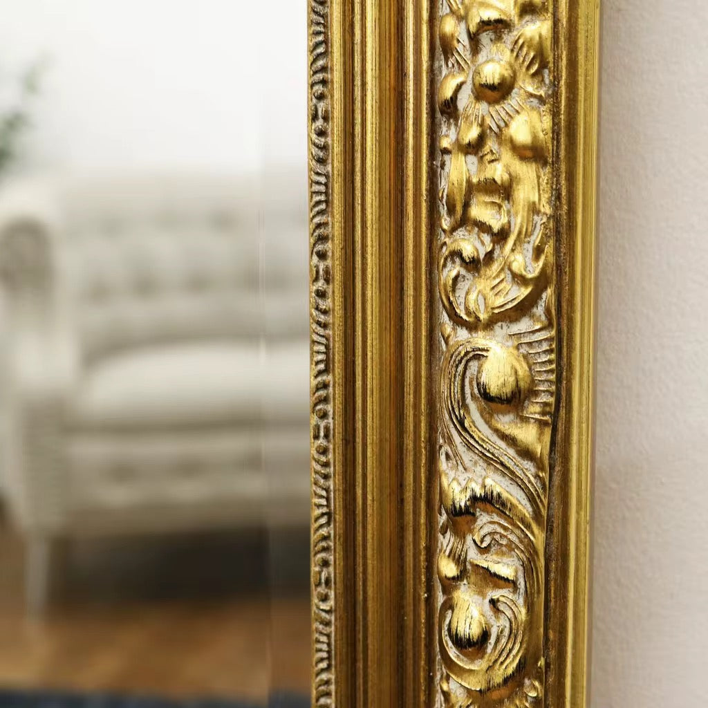 Grand Baroque Antique Gold Floor Mirror – Victorian French Luxury Décor (Next stock will be available in 8-12 weeks,please contact us for pre-order)