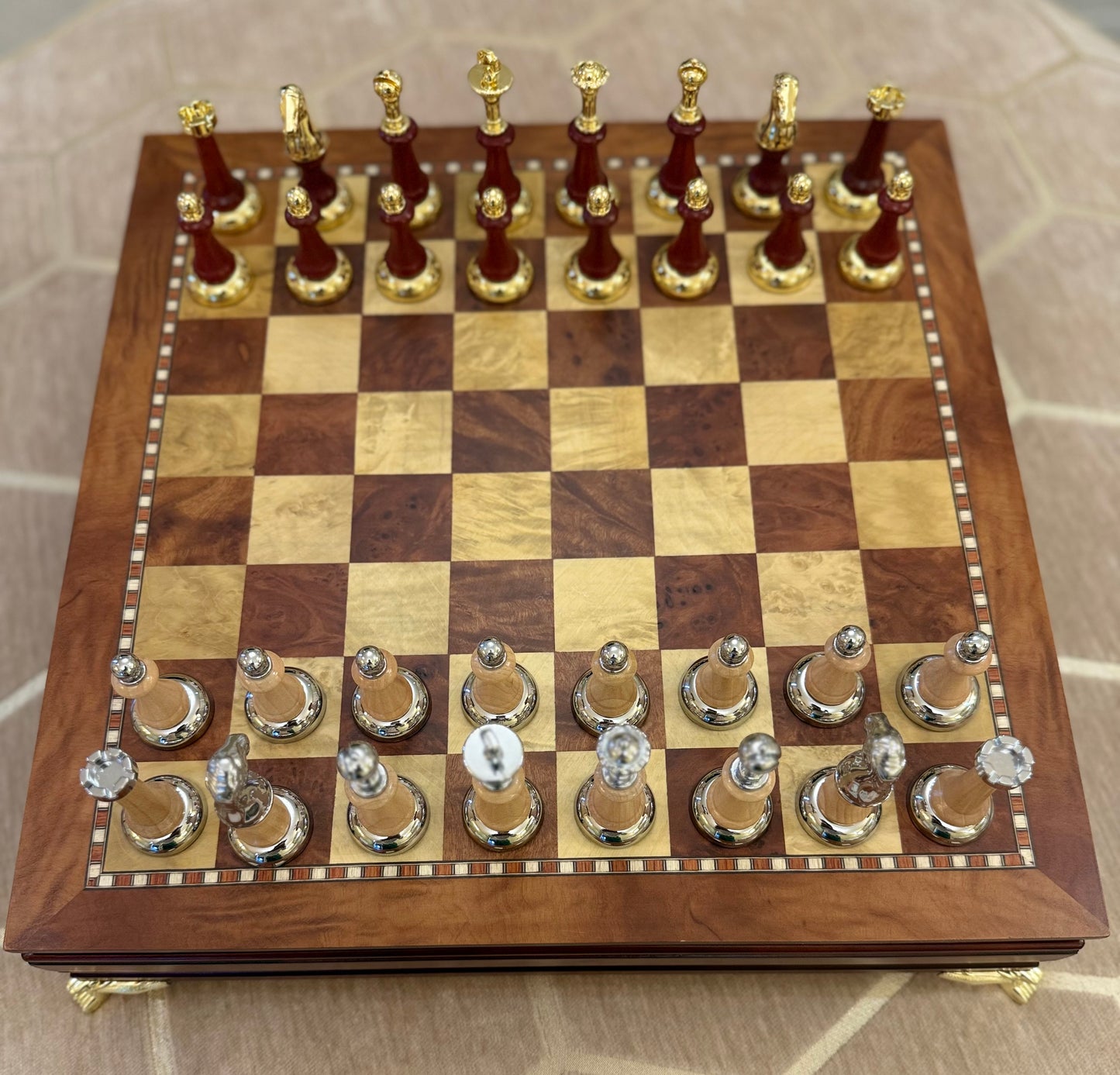 The Imperial Luxe Chess Set — Handcrafted Wood & Metallic Detailing