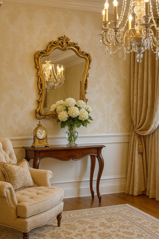 Baroque Elegance: Ornate Gold Vintage Wall Mirror