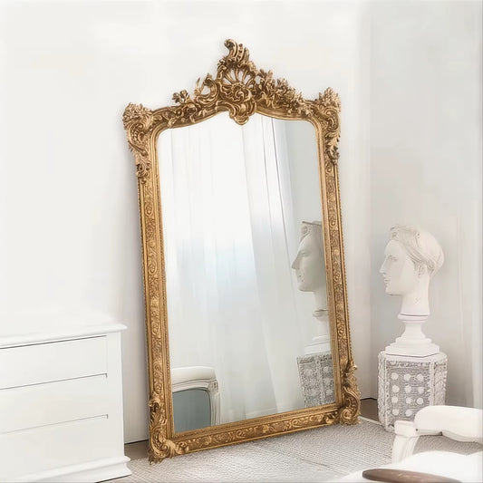 Grand Baroque Antique Gold Floor Mirror – Victorian French Luxury Décor (Next stock will be available in 8-12 weeks,please contact us for pre-order)