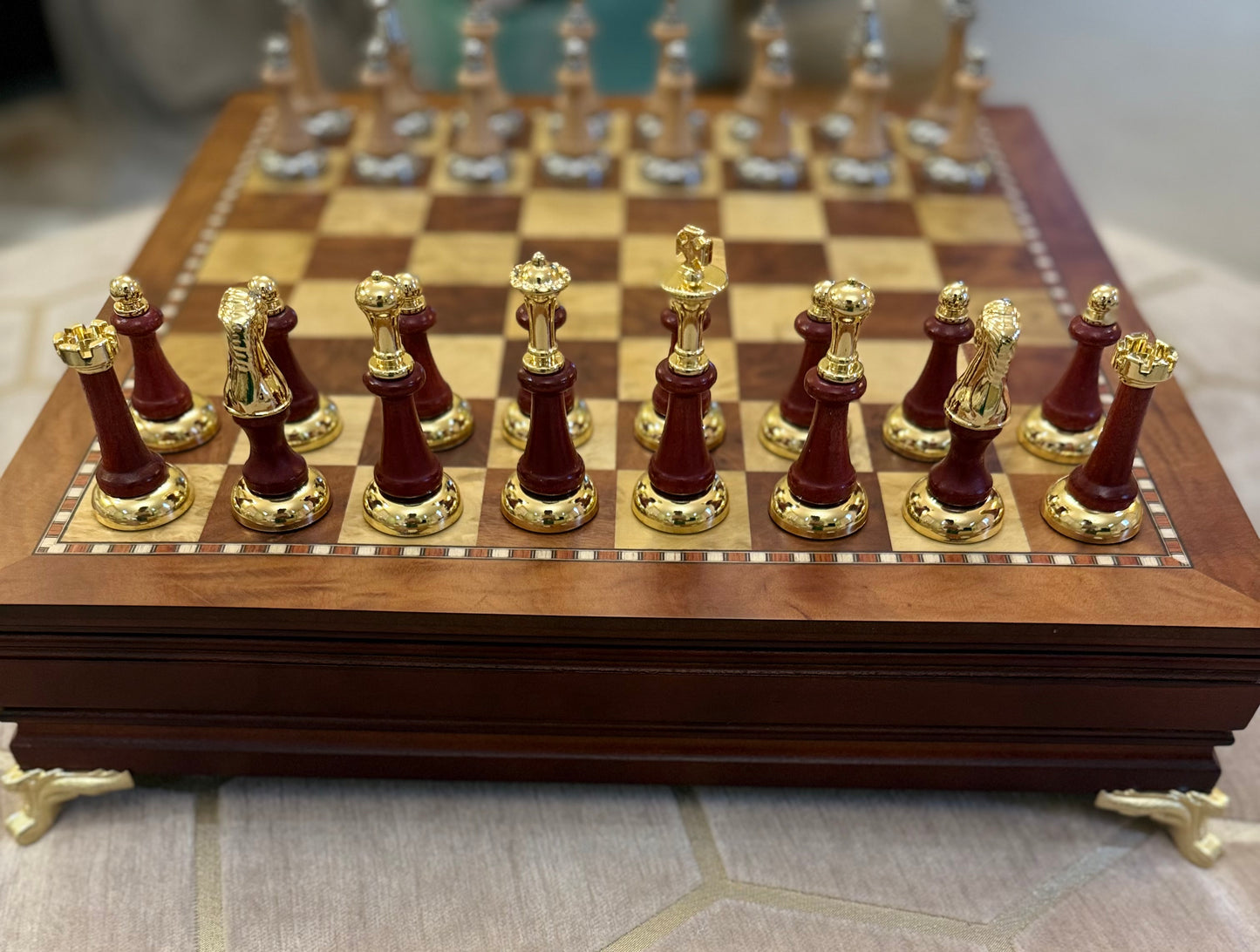 The Imperial Luxe Chess Set — Handcrafted Wood & Metallic Detailing