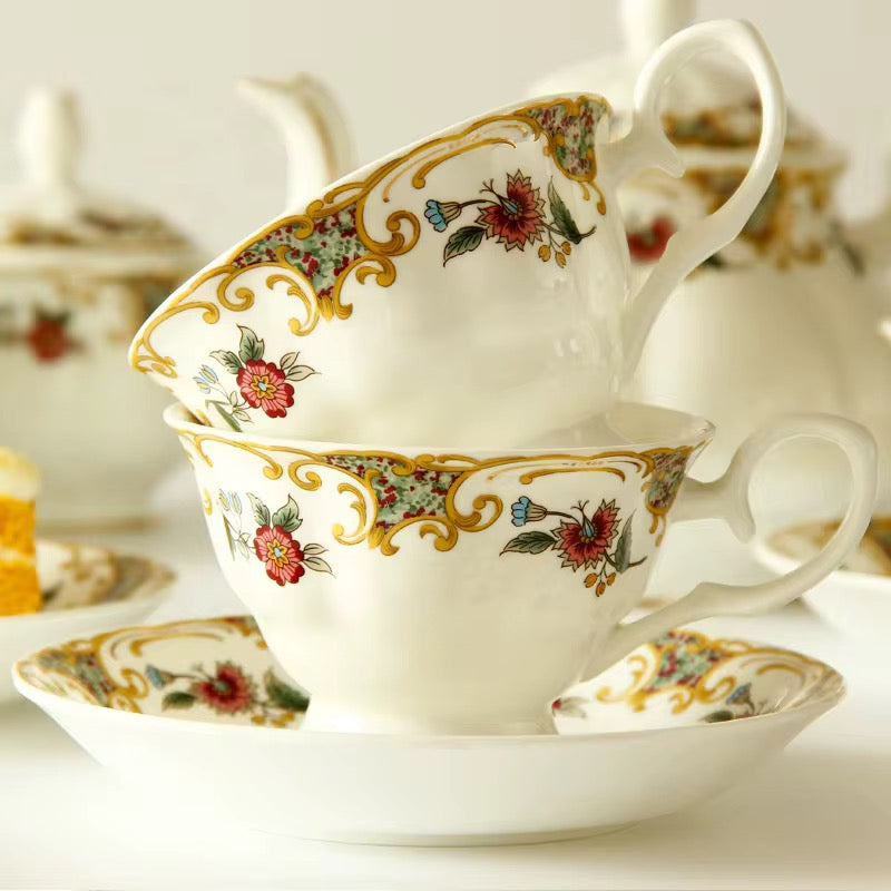 ✨ Vintage Floral Luxury Porcelain Tea Set -15 Piece Exquisite Afternoon Tea Collection