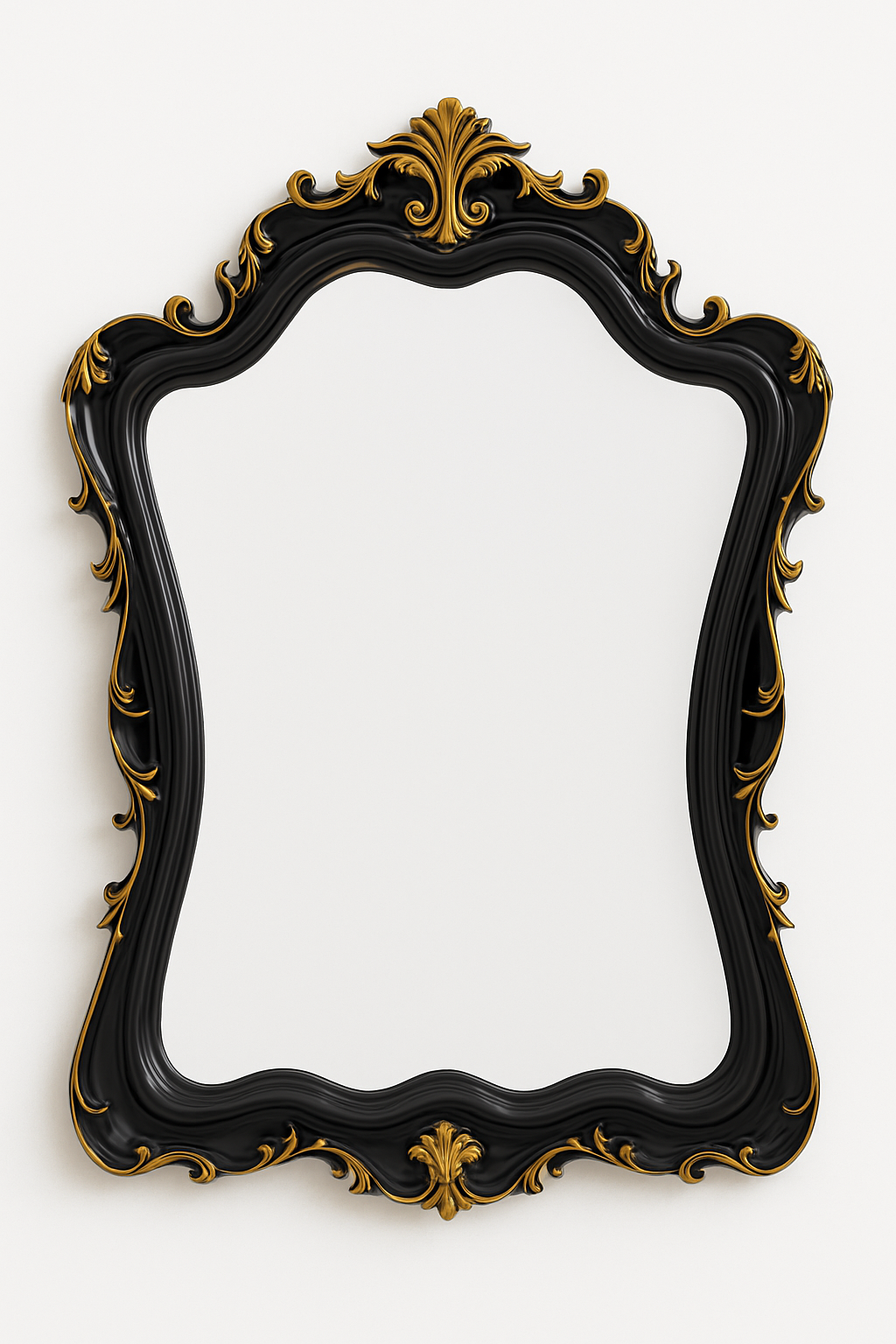 Baroque Elegance: Ornate Vintage Black & Gold Wall Mirror