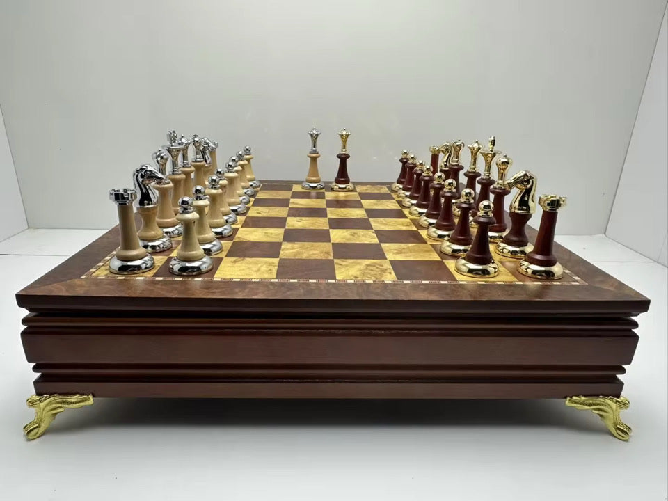 The Imperial Luxe Chess Set — Handcrafted Wood & Metallic Detailing