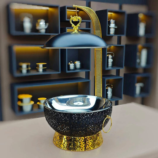 Luxury 8L Black & Gold Stainless Steel Chafing Dishes with free Spoon and holder
