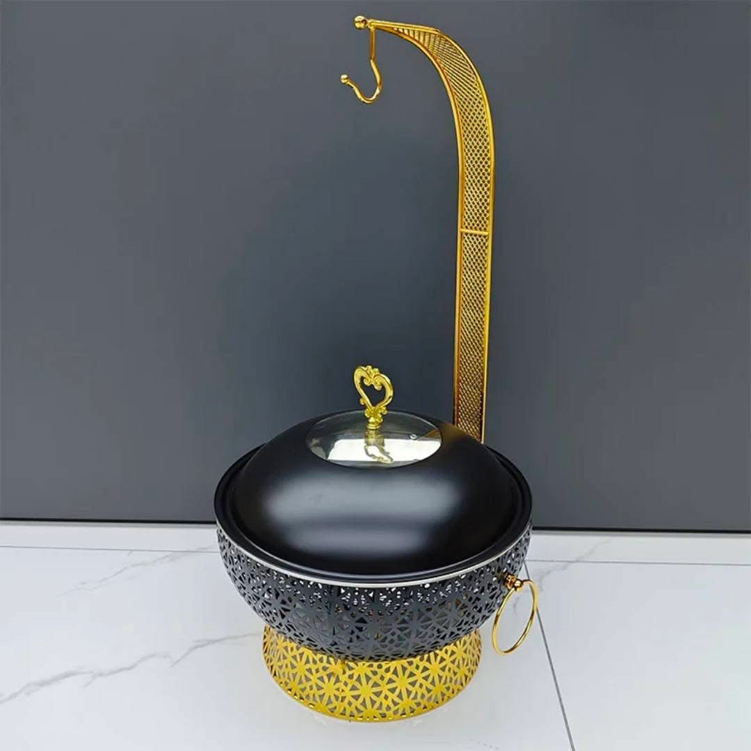 Luxury 8L Black & Gold Stainless Steel Chafing Dishes with free Spoon and holder