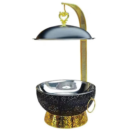 Luxury 8L Black & Gold Stainless Steel Chafing Dishes with free Spoon and holder